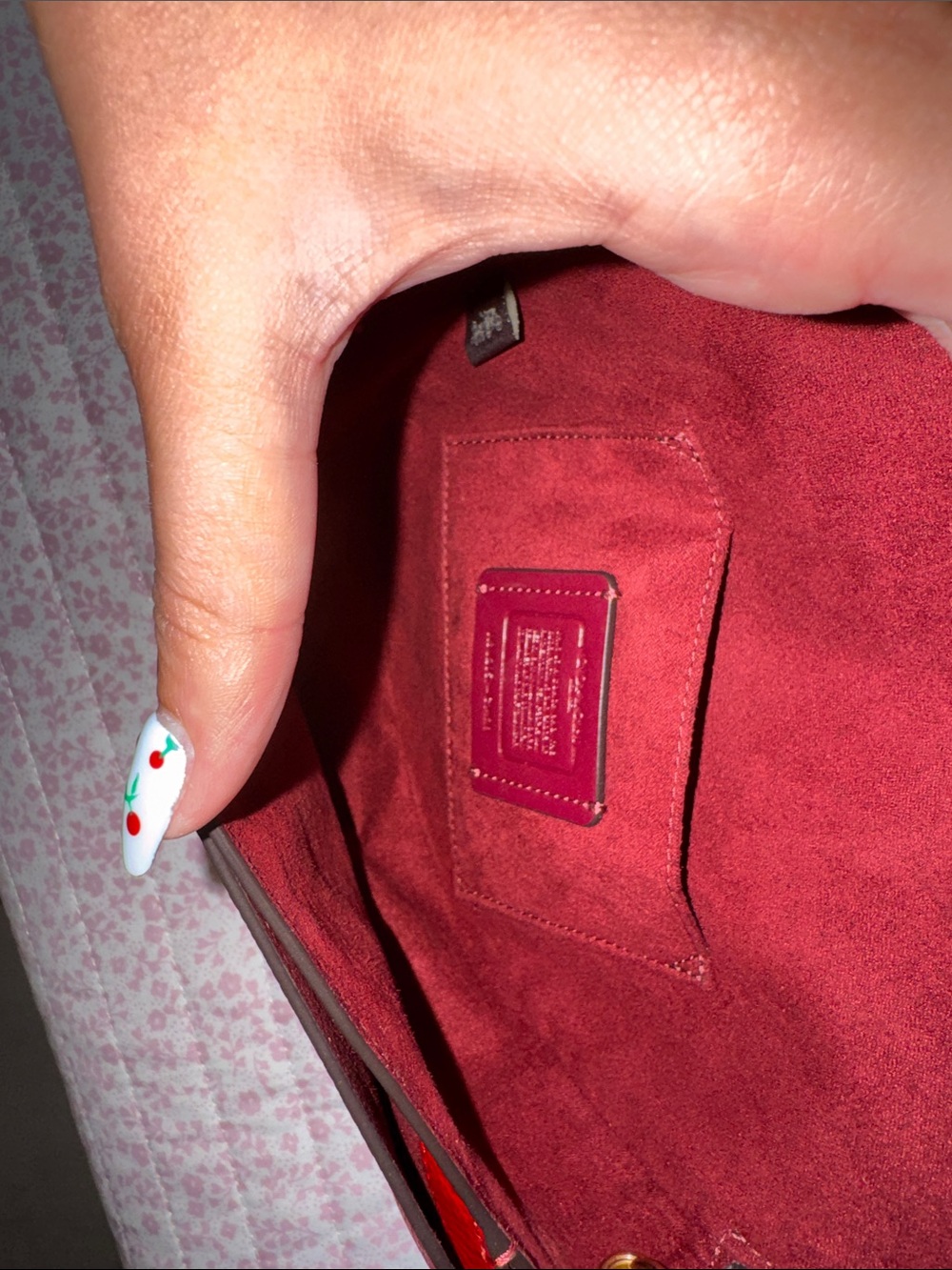 Coach Red and White Diagonal Stripe Leather Crossbody - Picture 3 of 5